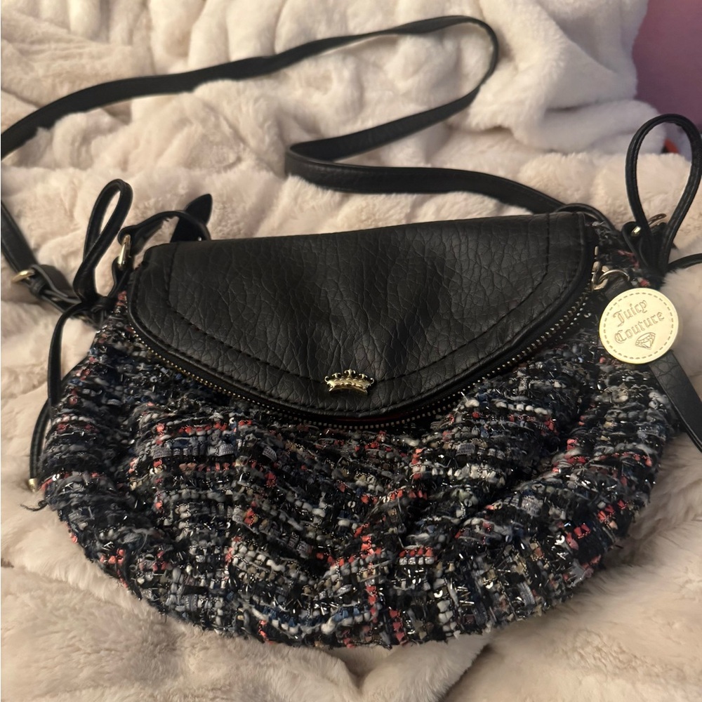 Vintage Juicy Couture Trousdale Tweed Black and Multicolor Crossbody Bag